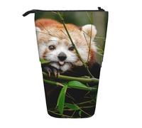 JKLQWC Standing Retractable Cute Pencil Case Organizer, Little Red Panda Prints Stationery & Makeup Pouch for Travel, School, Office, Gifts