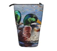 JKLQWC Standing Retractable Cute Pencil Case Organizer - Mallard Duck Outdoor Prints Stationery & Makeup Pouch for Travel, School, Office, Gifts