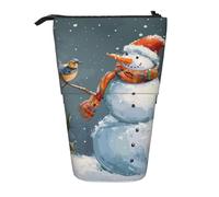 JKLQWC Standing Retractable Cute Pencil Case Organizer - Merry Christmas and Snow Prints Stationery & Makeup Pouch for Travel, School, Office, Gifts