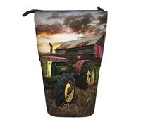 JKLQWC Standing Retractable Cute Pencil Case Organizer - Old Tractor Photo Farm Prints Stationery & Makeup Pouch for Travel, School, Office, Gifts