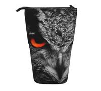 JKLQWC Standing Retractable Cute Pencil Case Organizer, Owl Eyes Prints Stationery & Makeup Pouch for Travel, School, Office, Gifts