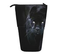 JKLQWC Standing Retractable Cute Pencil Case Organizer, Panther with Blue Eyes Prints Stationery & Makeup Pouch for Travel, School, Office, Gifts