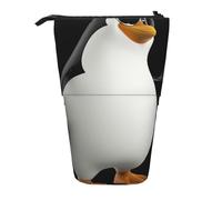 JKLQWC Standing Retractable Cute Pencil Case Organizer, Penguin with Glasses Prints Stationery & Makeup Pouch for Travel, School, Office, Gifts