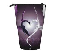 JKLQWC Standing Retractable Cute Pencil Case Organizer, Purple and Wirte Dragons Prints Stationery & Makeup Pouch for Travel, School, Office, Gifts