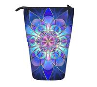 JKLQWC Standing Retractable Cute Pencil Case Organizer, Rectangle Mandala Prints Stationery & Makeup Pouch for Travel, School, Office, Gifts