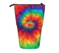 JKLQWC Standing Retractable Cute Pencil Case Organizer, Tie Dye Hippies Prints Stationery & Makeup Pouch for Travel, School, Office, Gifts