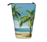JKLQWC Standing Retractable Cute Pencil Case Organizer - Tropical Palm Tree Prints Stationery & Makeup Pouch for Travel, School, Office, Gifts
