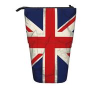 JKLQWC Standing Retractable Cute Pencil Case Organizer - UK Flag Prints Stationery & Makeup Pouch for Travel, School, Office, Gifts