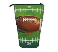 JKLQWC Standing Retractable Cute Pencil Case Organizer - USA Football Field and Ball Prints Stationery & Makeup Pouch for Travel, School, Office, Gifts