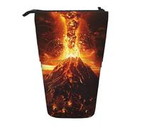 JKLQWC Standing Retractable Cute Pencil Case Organizer - Volcano Prints Stationery & Makeup Pouch for Travel, School, Office, Gifts