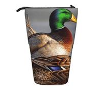 JKLQWC Standing Retractable Cute Pencil Case Organizer, Wild Duck Hunting Prints Stationery & Makeup Pouch for Travel, School, Office, Gifts