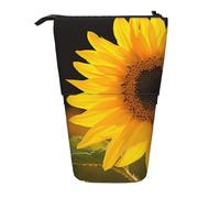 JKLQWC Standing Retractable Cute Pencil Case Organizer - Wild Flower Sunflower Prints Stationery & Makeup Pouch for Travel, School, Office, Gifts