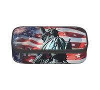 JKLQWC Statue of Liberty Flag Printed Pencil Case Cute Pen Pencil Box Bag Large Capacity Compartment Zipper Pencil Pouch Organizer for Office School Travel
