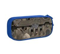 JKLQWC Steampunk Mechanical Gears Printed Pencil Case Cute Pen Pencil Box Bag Zipper Storage Organizer Box Holder for Office School Teen Girl Boy Adult,Blue