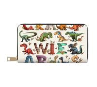 JKLQWC Stylish Learning Alphabets with Dinosaurs Printed Long Wallet for Women Men Cute Coin Purse with Card Holder