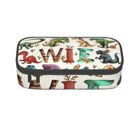 JKLQWC Stylish Learning Alphabets with Dinosaurs Printed Pencil Case Cute Pen Pencil Box Bag Large Capacity Compartment Zipper Pencil Pouch Organizer for Office School Travel