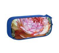 JKLQWC Succulent Rose Printed Pencil Case Cute Pen Pencil Box Bag Zipper Storage Organizer Box Holder for Office School Teen Girl Boy Adult,Blue