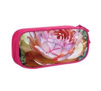 JKLQWC Succulent Rose Printed Pencil Case Cute Pen Pencil Box Bag Zipper Storage Organizer Box Holder for Office School Teen Girl Boy Adult,Pink