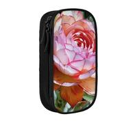 JKLQWC Succulent Rose Printed Pencil Case Cute Pen Pouch Large Pen Bag Portable Storage Organizer Box for Office School Teen Girl Boy Adult,Black