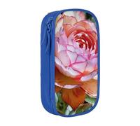 JKLQWC Succulent Rose Printed Pencil Case Cute Pen Pouch Large Pen Bag Portable Storage Organizer Box for Office School Teen Girl Boy Adult,Blue