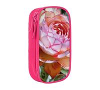 JKLQWC Succulent Rose Printed Pencil Case Cute Pen Pouch Large Pen Bag Portable Storage Organizer Box for Office School Teen Girl Boy Adult,Pink