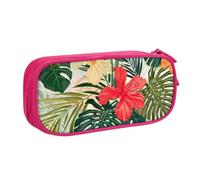JKLQWC Summer Hawaiian Printed Pencil Case Cute Pen Pencil Box Bag Zipper Storage Organizer Box Holder for Office School Teen Girl Boy Adult,Pink