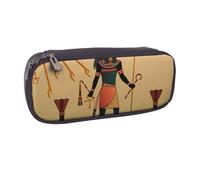 JKLQWC Sun Old Egyptian Timeless Grace Printed PU Leather Pencil Case Cute Pen Pencil Box Bag Zipper Office School Pencil Pouch Organizer for Students Teen Girls Boys Adult Gifts