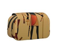 JKLQWC Sun Old Egyptian Timeless Grace Prints Pencil Case for Kids Men Women, Two Layers Large Capacity Pencil Pouch Makeup Bag Organizer for Office School Travel