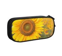 JKLQWC Sunflower Printed Pencil Case Cute Pen Pencil Box Bag Zipper Storage Organizer Box Holder for Office School Teen Girl Boy Adult,Black