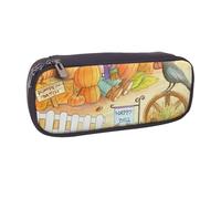 JKLQWC Sunflowers Pumpkins Printed PU Leather Pencil Case Cute Pen Pencil Box Bag Zipper Office School Pencil Pouch Organizer for Students Teen Girls Boys Adult Gifts