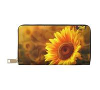 JKLQWC Sunny Sunflower Butterfly Printed Long Wallet for Women Men Funny PU Leather Wallet with Coin Purse and Card Holder