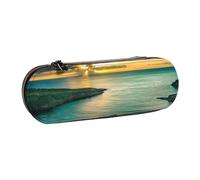 JKLQWC Sunrise Over Hanauma Bay Oahu Hawaii Printed Pencil Case Cute Pen Pencil Box Bag PU Leather Zipper Pencil Pouch Organizer for Office School Travel