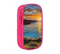 JKLQWC Sunrise Over Hanauma Bay Oahu Hawaii Printed Pencil Case Cute Pen Pouch Large Pen Bag Portable Storage Organizer Box for Office School Teen Girl Boy Adult,Pink