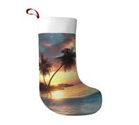 JKLQWC Sunrise Tropical Palm Tree Island Prints Soft Christmas Stocking Large Plush Hanging Xmas Santa Socks for Holiday Party Gifts Decoration