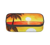 JKLQWC Sunset Palm Tree Printed Pencil Case Cute Pen Pencil Box Bag Large Capacity Compartment Zipper Pencil Pouch Organizer for Office School Travel