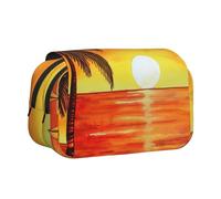 JKLQWC Sunset Palm Tree Prints Pencil Case for Kids Men Women, Two Layers Large Capacity Pencil Pouch Makeup Bag Organizer for Office School Travel