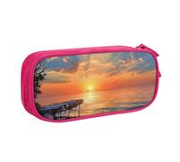 JKLQWC Sunset Scenery Printed Pencil Case Cute Pen Pencil Box Bag Zipper Storage Organizer Box Holder for Office School Teen Girl Boy Adult,Pink
