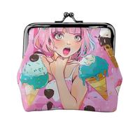 JKLQWC Sweet Ice Cream Printed Coin Purse for Women Cute PU Leather Coin Wallet Mini Coin Purse Pouch with Kiss-Lock