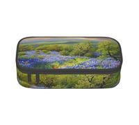 JKLQWC Texas Bluebonnets Scenery Printed Pencil Case Cute Pen Pencil Box Bag Large Capacity Compartment Zipper Pencil Pouch Organizer for Office School Travel