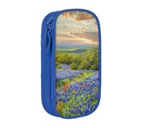JKLQWC Texas Bluebonnets Scenery Printed Pencil Case Cute Pen Pouch Large Pen Bag Portable Storage Organizer Box for Office School Teen Girl Boy Adult,Blue
