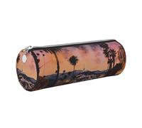 JKLQWC The Old Hollywood Printed Cylinder Pencil Case with Silver Zipper - Lightweight Leather Organizer for School, Office, Travel, Makeup