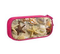 JKLQWC Theme Seashell Sandy Beach Printed Pencil Case Cute Pen Pencil Box Bag Zipper Storage Organizer Box Holder for Office School Teen Girl Boy Adult,Pink