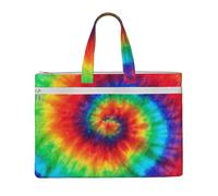 JKLQWC Tie Dye Hippies Printed Document Bag Teacher Canvas File Tote Bag Pouch for Work, Casual Handbag for Office School Travel Beach