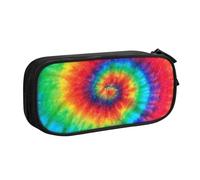 JKLQWC Tie Dye Hippies Printed Pencil Case Cute Pen Pencil Box Bag Zipper Storage Organizer Box Holder for Office School Teen Girl Boy Adult,Black
