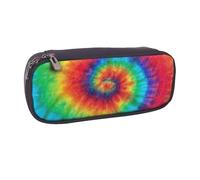 JKLQWC Tie Dye Hippies Printed PU Leather Pencil Case Cute Pen Pencil Box Bag Zipper Office School Pencil Pouch Organizer for Students Teen Girls Boys Adult Gifts
