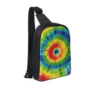 JKLQWC tie dye rainbow Printed Crossbody Sling Backpack Sling Bag for Men Women Adjustable Shoulder Bag Travel Hiking Chest Bag Daypack