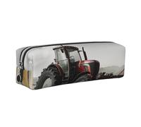 JKLQWC Tractor Agriculture Tranquil Printed Leather Pencil Case with Silver Zipper - Simple and Lightweight Organizer for School, Office, Travel, Makeup