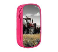JKLQWC Tractor Agriculture Tranquil Printed Pencil Case Cute Pen Pouch Large Pen Bag Portable Storage Organizer Box for Office School Teen Girl Boy Adult,Pink