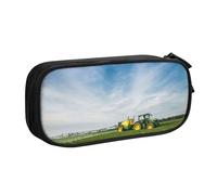 JKLQWC Tractor Farm Printed Pencil Case Cute Pen Pencil Box Bag Zipper Storage Organizer Box Holder for Office School Teen Girl Boy Adult,Black