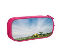 JKLQWC Tractor Farm Printed Pencil Case Cute Pen Pencil Box Bag Zipper Storage Organizer Box Holder for Office School Teen Girl Boy Adult,Pink